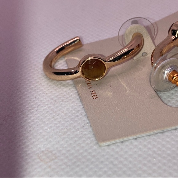 14th & Union Gold Hoop Earrings Yellow Stone 1” - Picture 3 of 3